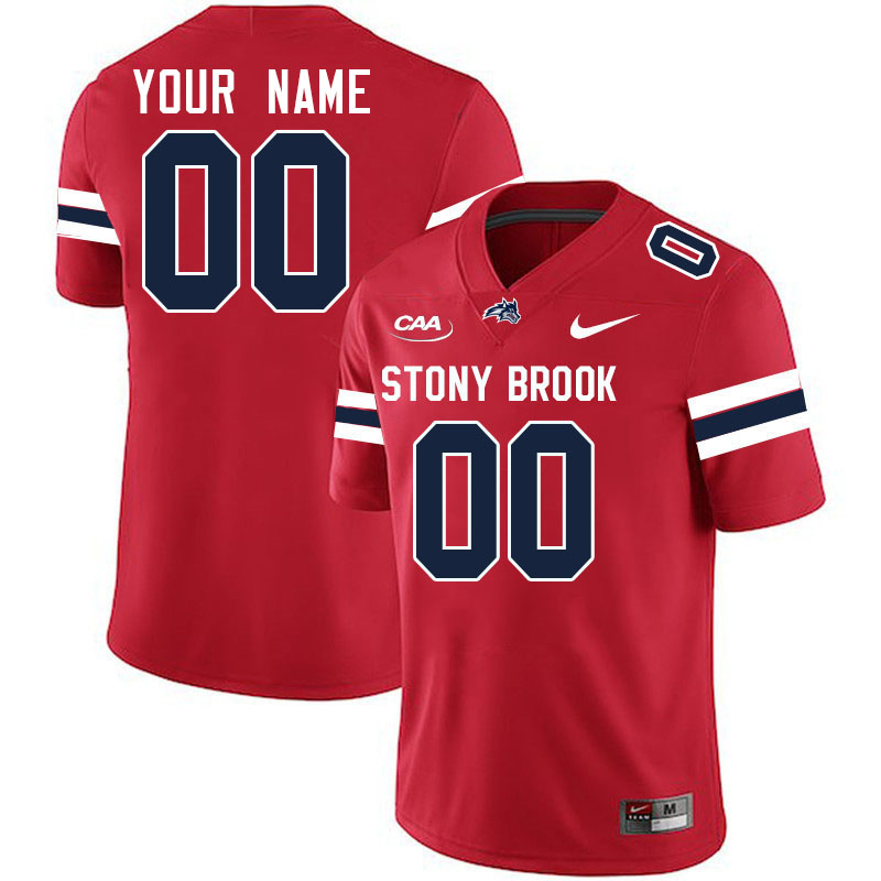 Custom Stony Brook Seawolves Name And Number Football Jerseys-Red